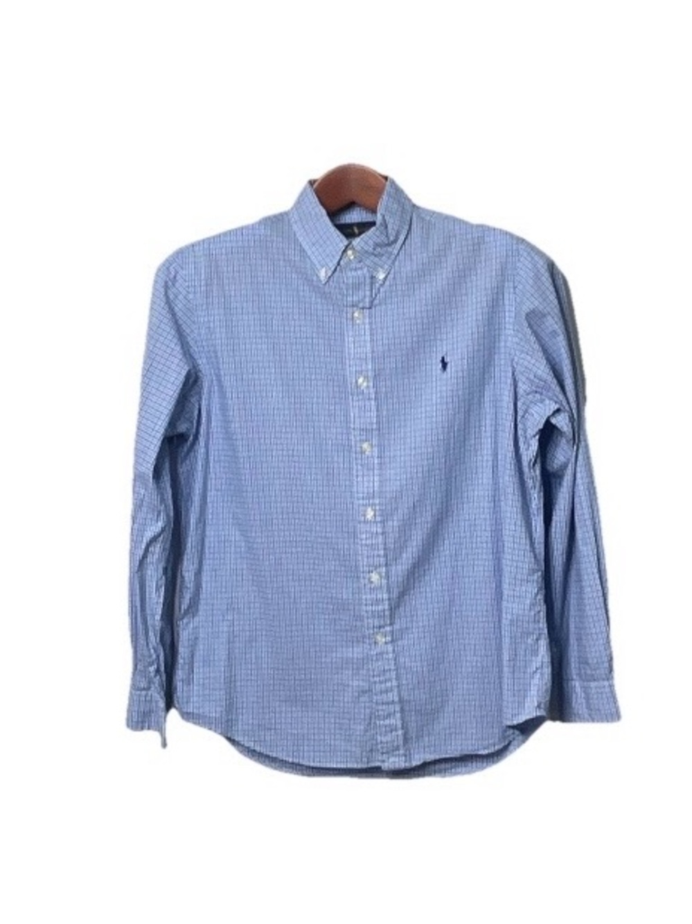 Ralph Lauren Blue Button-Down Check Dress Shirt